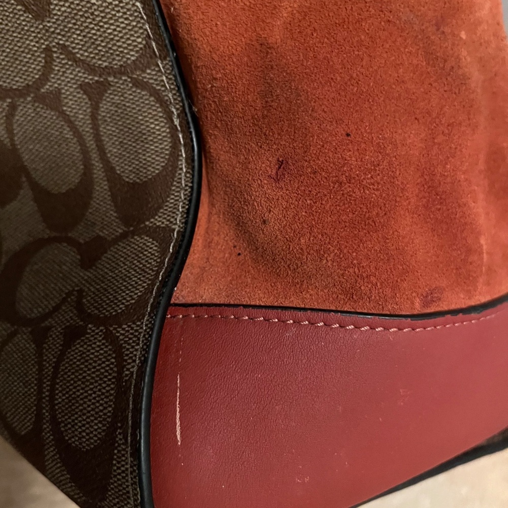 Coach Kleo Carryall jacquard logo suede purse handbag - Picture 8 of 16
